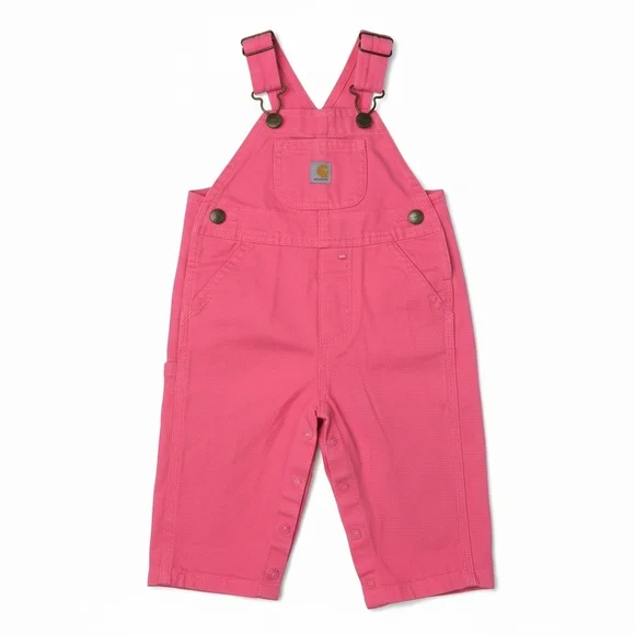 Carhartt Baby Girls Pink Canvas Overalls - Heart Hardware - 6M - Picture 1 of 10